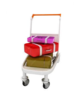 a cart with three suitcases stacked on top