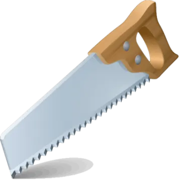 a saw with a wooden handle