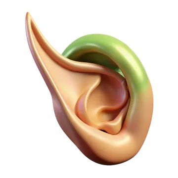an ear with a green and brown color