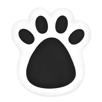 a black and white paw print on a white background