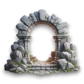 a stone arch with a white background
