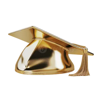 a gold graduation cap on a white background