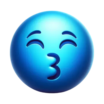 a blue smiley face on a white background
