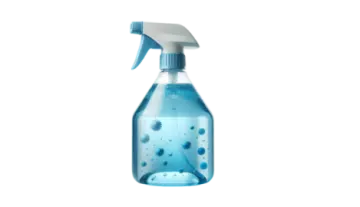 a spray bottle filled with blue liquid
