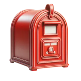 a red mailbox on a white background