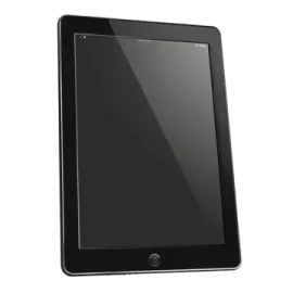 an ipad with a black screen on it