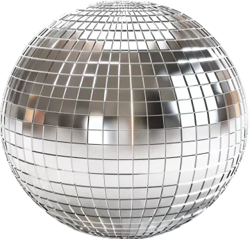 a silver disco ball on a white background