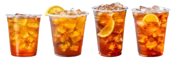 three glasses filled with different types of drinks