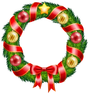 a christmas wreath with red and gold ornaments