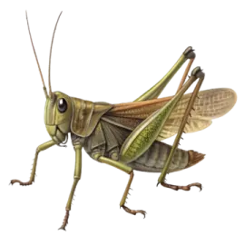 a grasshopper insect on a white background