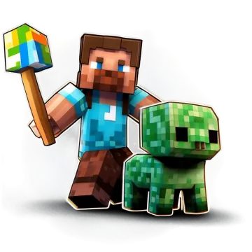 an image of a minecraft character and a creeper