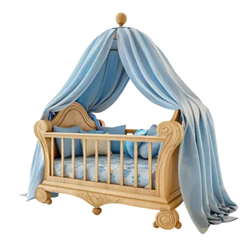a baby bed with a canopy over it