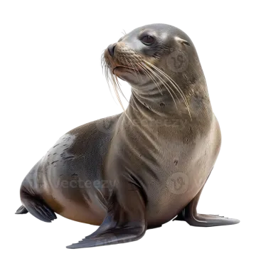 a seal sitting on the ground looking up