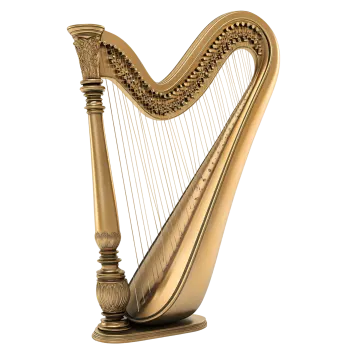 a golden harp on a white background