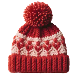 a red and white knitted beanie hat