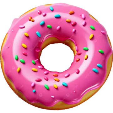 a pink donut with sprins on it