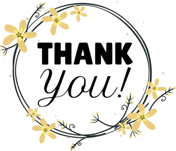 a black and yellow floral wreath with the words thank you