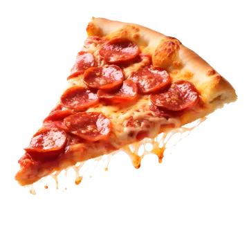 a slice of pizza on a white background