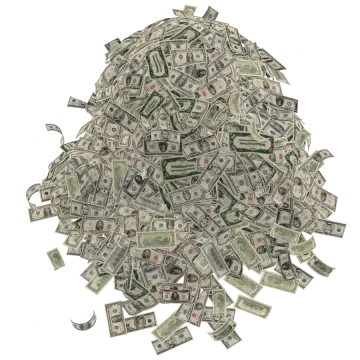 a pile of money on a white background