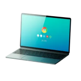 a laptop with the google logo on it