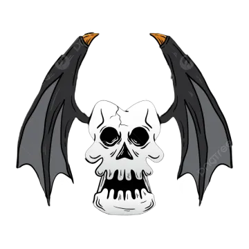 a skull with wings and fangs