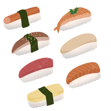 a variety of sui rolls on white background