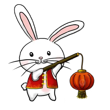 a rabbit with a chinese lantern in his hand