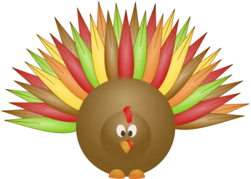 a cartoon turkey with colorful feathers