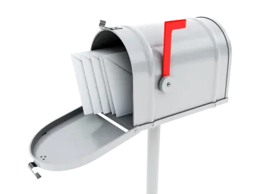 a white mailbox with red ribbon on it