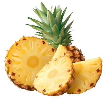 a pineapple cut in half on a white background
