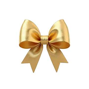 a gold bow on a white background