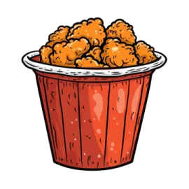 a red cup filled with popcorn