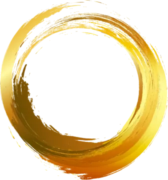 an orange circle with a white background