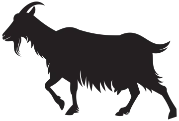 a black and white silhouette of a goat