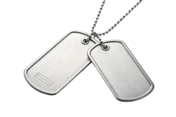 a dog tag on a ball chain