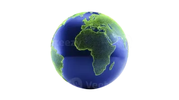 a blue and green globe on a white background