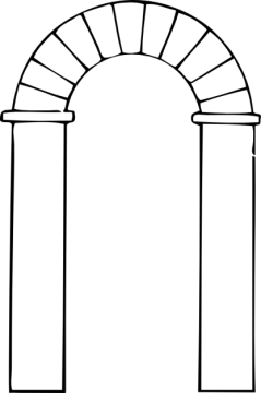 a black and white drawing of an arch
