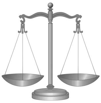 a balance scale on a white background
