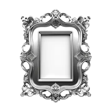 a silver frame on a white background