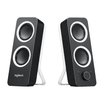 a pair of speakers on a white background