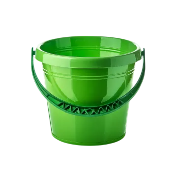 a green plastic bucket with handles