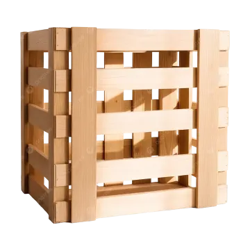 a wooden crate on a white background