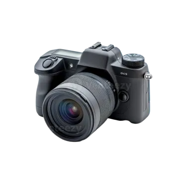 a black digital camera on a white background
