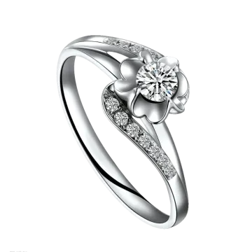 a white gold engagement ring with diamonds on the side