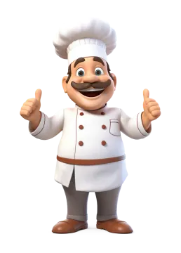 a cartoon chef with a thumbs up