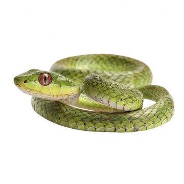 a green snake on a white background