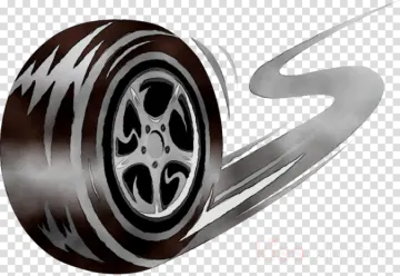 a black and white car wheel on a transparent background