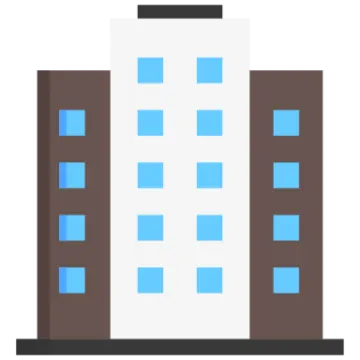 a tall building with blue windows