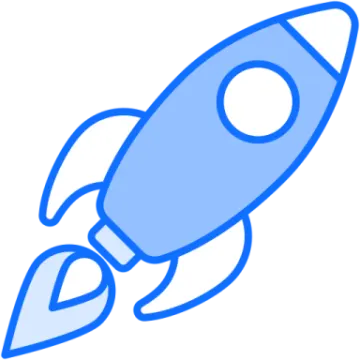 a blue rocket on a white background