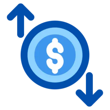 a blue circle with an arrow in the middle of it